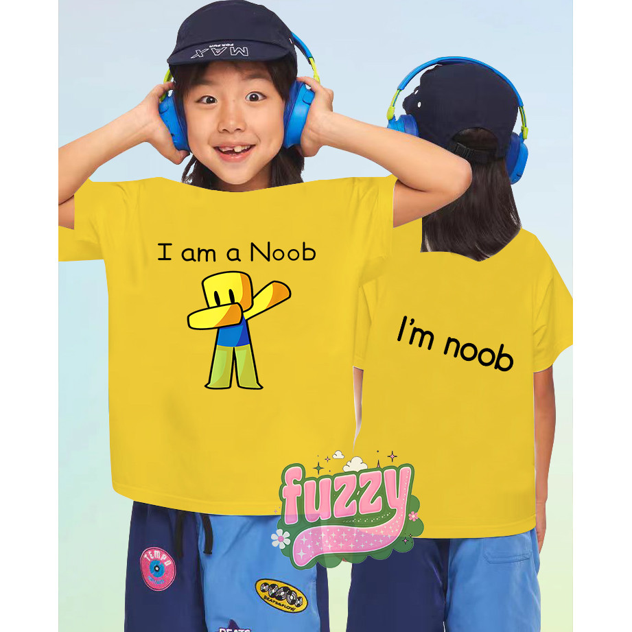 FUZZY &เสื้อยืดเด็ก I am a Noob _Roblox Children's T-shirt ผ้าเนื้อนุ่ม เหมาะกับเด็ก 100-150