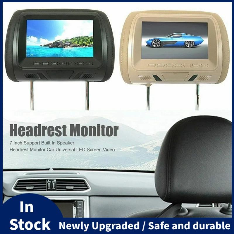 Universal 7Inches Car Headrest Monitor Screen สําหรับ AV USB SD MP4 MP5 FM Beige