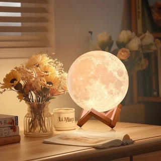 🔥พร้อมส่ง🔥โคมไฟดวงจันทร์ โคมไฟตั้งโต๊ะแบบชาร์จ table lamp 8-15cm ปรับความสว่าง2ระดับ โคมไฟตกแต่งห้อง โคมไฟพกพา โคมไฟ