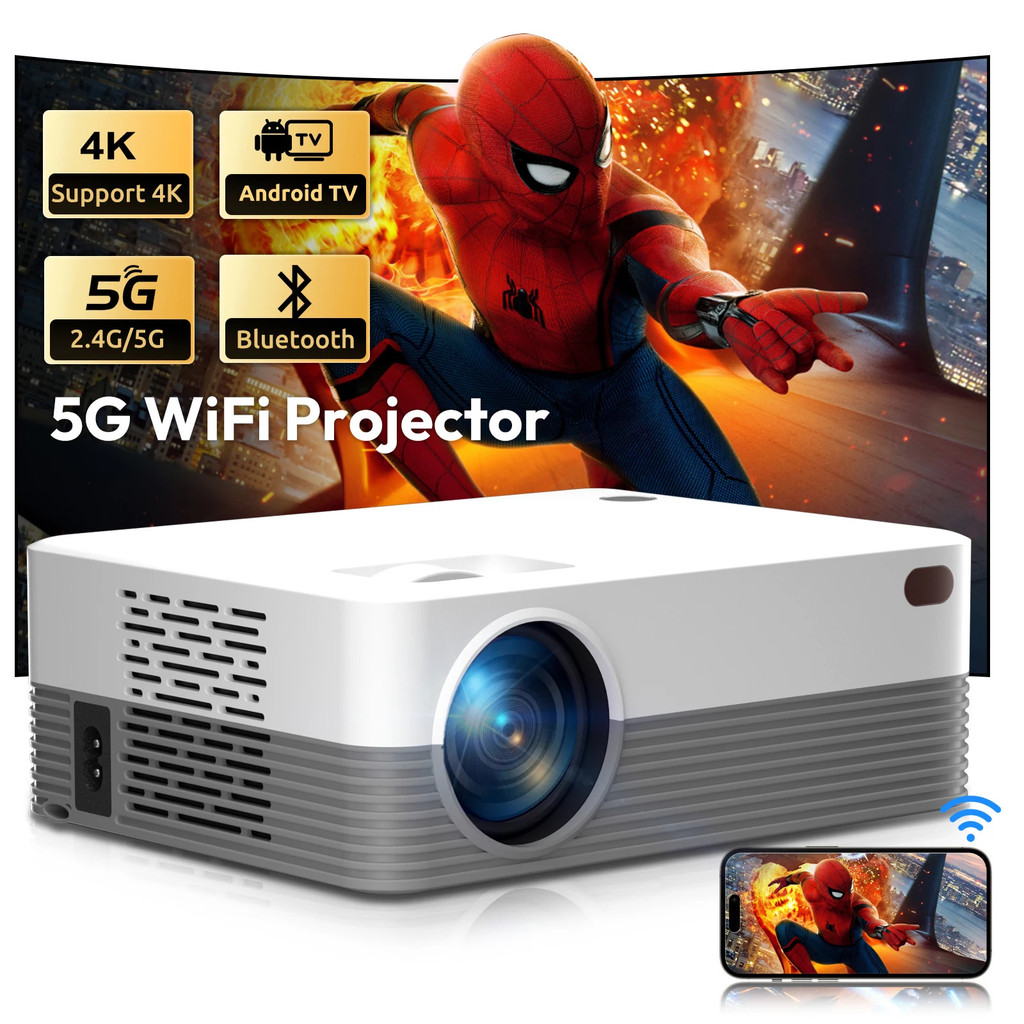 4k โปรเจคเตอร์ Full Hd 2.4g 5g Wifi Lcd Led วิดีโอภาพยนตร์ Beam Android โปรเจคเตอร์โฮมเธียเตอร์ Cine