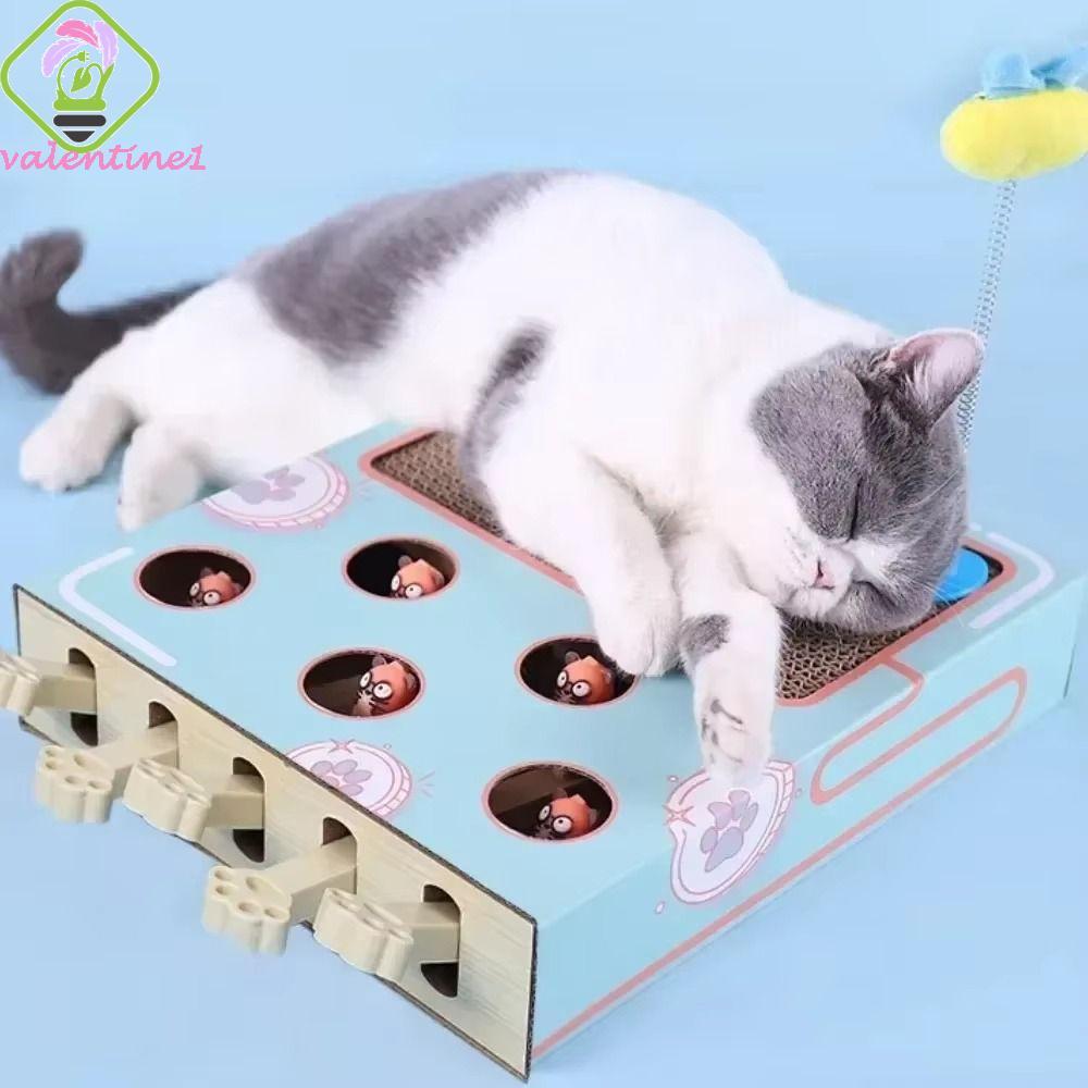 VALENTINE Cat Hitting Hamster Toy, with Rocking Toy Durable Cat Scratcher Cardboard Toys, Multi-func