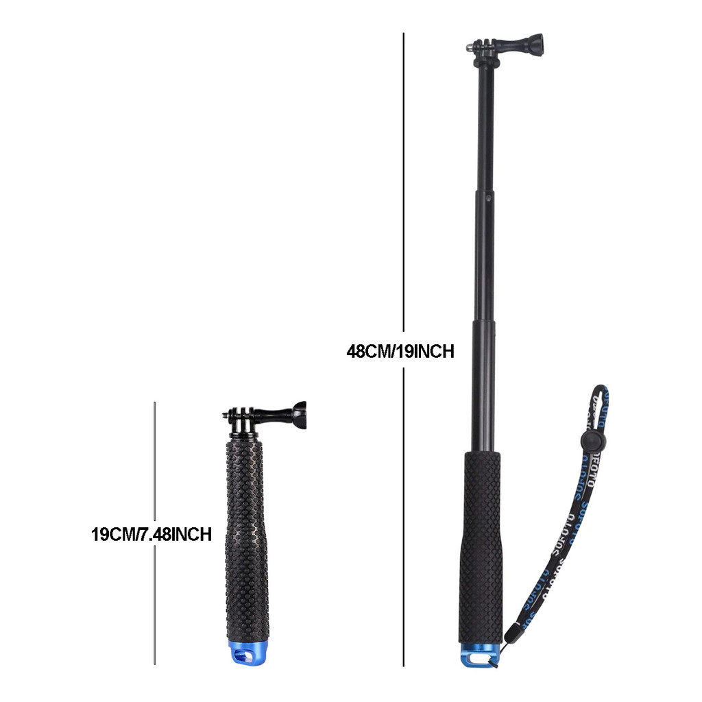 สําหรับ Go Pro นิ้วอลูมิเนียมกันน้ํา Selfie Stick สําหรับ Gopro 13 12 11 10 9 8 Sj4000 Sj7 Yi 4k Dji