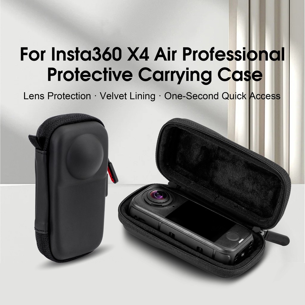 Mini Storage Case สําหรับ Insta360 X4 Air Travel Carry Bag, PU หนังฝาครอบป้องกันกันน้ําแบบพกพา Organizer Case พร้อม Carabiner สําหรับ Action กล้อง
