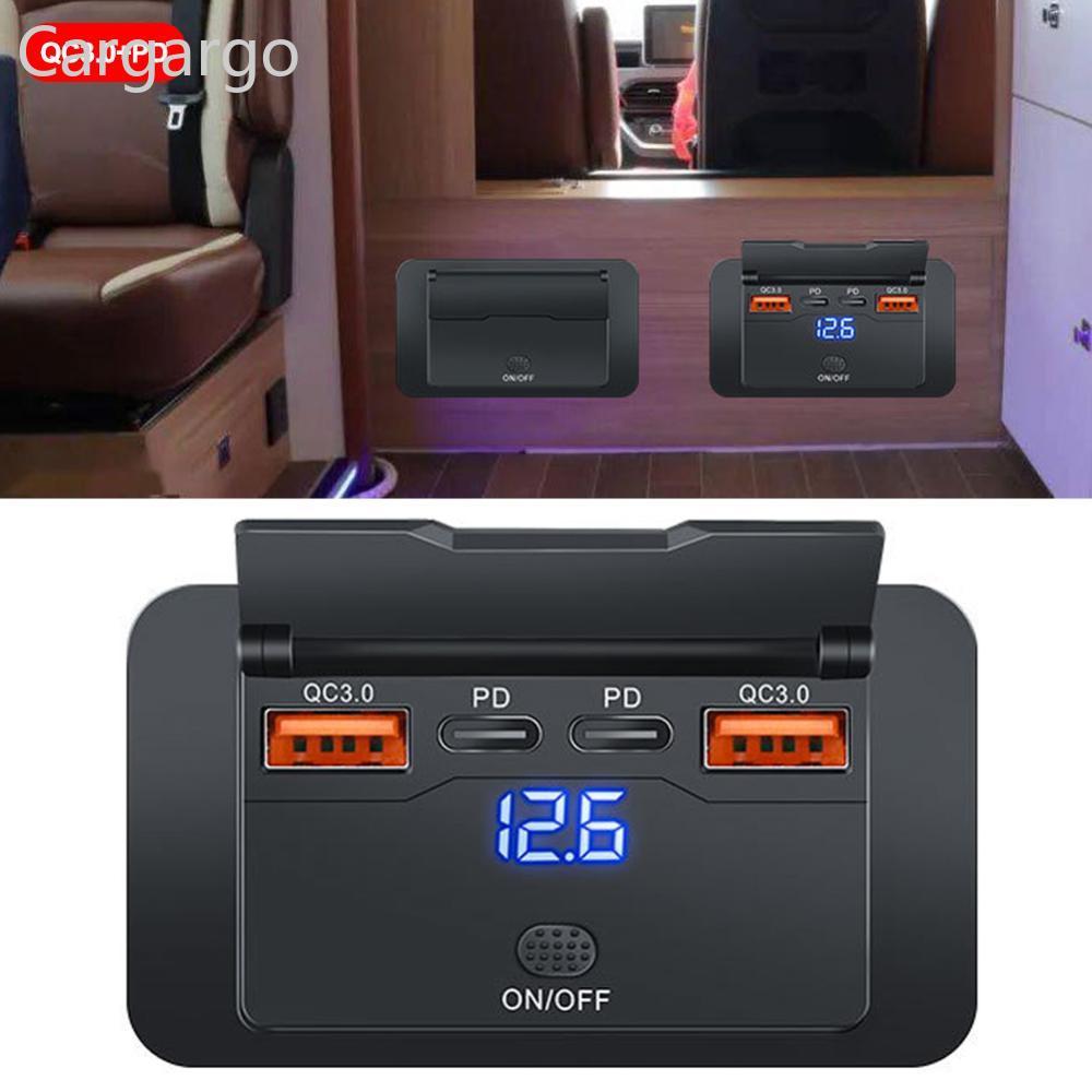 Cargargo รถ Bus Charger ซ็อกเก็ตอะแดปเตอร์ 2 QC3.0 Quick Charge 2 PD ประเภท C พอร์ต USB USB USB แผง 