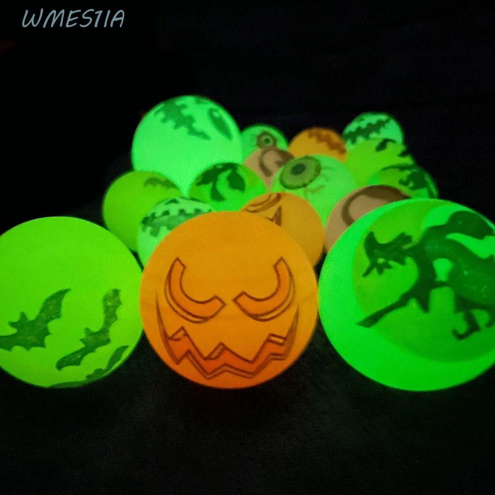 WMES1 10 ชิ้น/เซ็ต Bouncy Eyeball, 32 มม.น่ากลัวฮาโลวีน Bouncy Balls, เกมกีฬาสนุก Glow-in-the-Dark ย