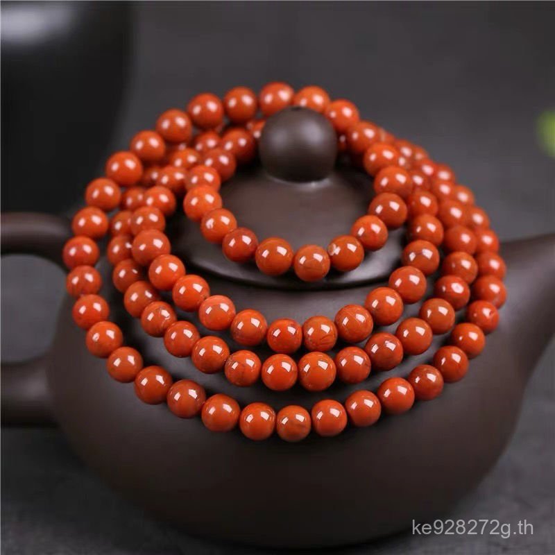 สร้อยข้อมือและสร้อยคอมุก Jiukou Lingyun พลอยแดงธรรมชาติ ขนาด 108 เม็ด สไตล์สำหรับทั้งผู้ชายและผู้หญิ