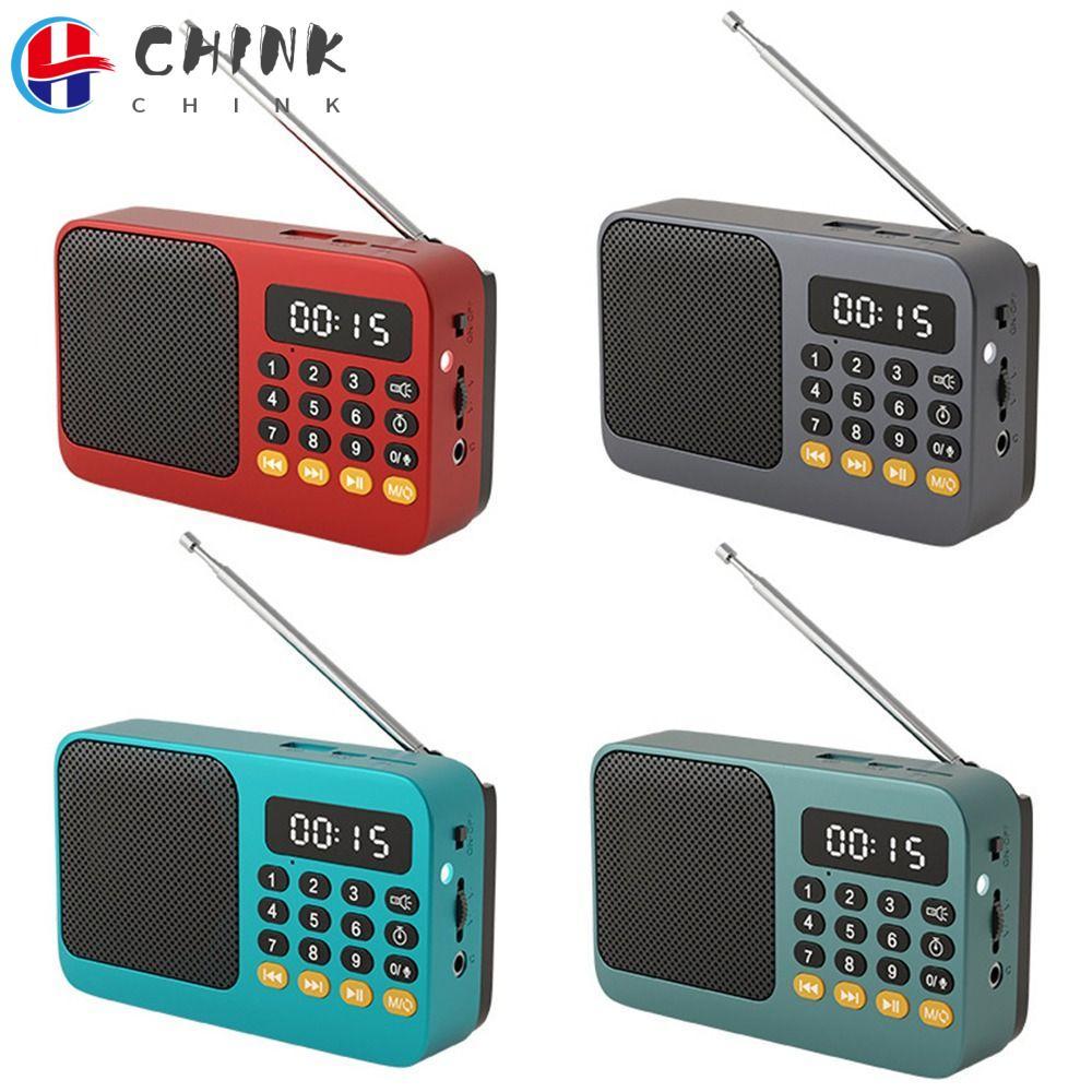 CHINK เครื่องเล่นเพลง, วิทยุพกพาที่รองรับบลูทูธ FM USB TF, เครื่องเล่น MP3 แบบชาร์จไฟได้จอแสดงผล LED