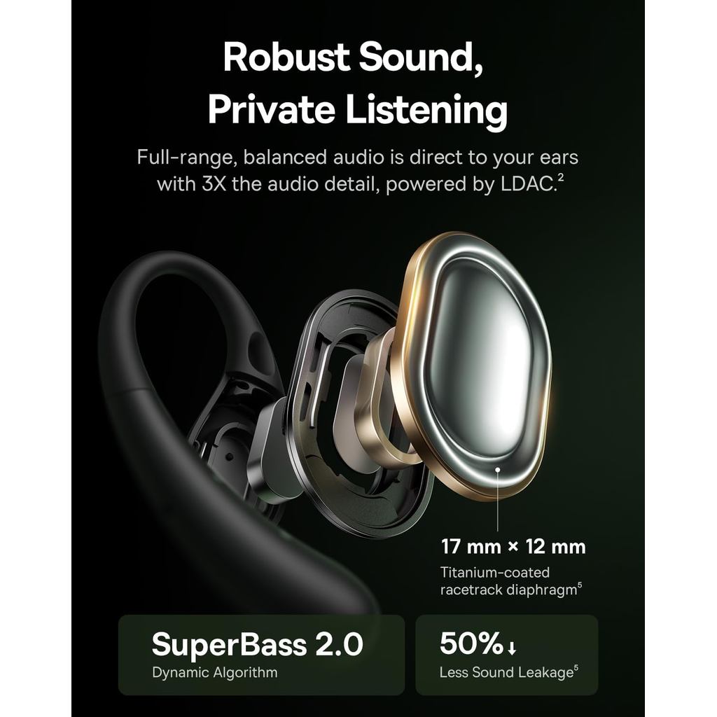 Baseus Eli Sport 2 Open-Ear Headphones Wireless Earbuds,Secure Earhook Sport Design,Ultra-Comfort,4-