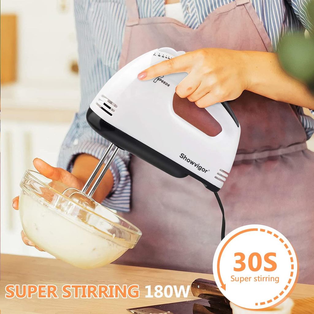 Handmixer Electric Handheld - 7 Speed Portable Kitchen Mixer Electric with 5 Stainless Steel Accesso