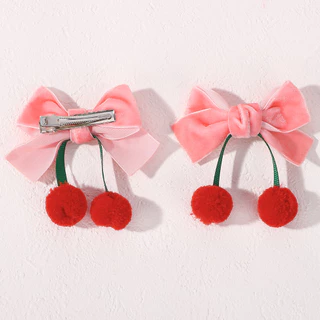 2ชิ้นสาวน่ารักกํามะหยี่สีแดงโบว์ลูกผมกิ๊บคริสต์มาสปีใหม่น่ารักคู่หางม้าคลิปอุปกรณ์ผมที่ทําด้วยมือ