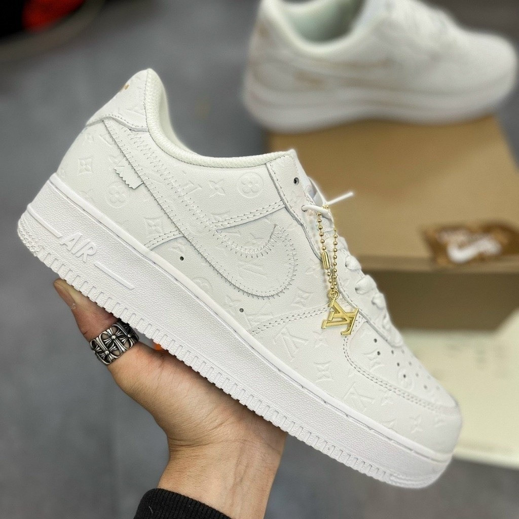 ไฮดรอลิก 1 lv รองเท้าผ้าใบสีขาวรุ่นดี af1 luis vuitton Dark White คุณภาพสูงอินเทรนด์ Hot 2023 อุปกรณ