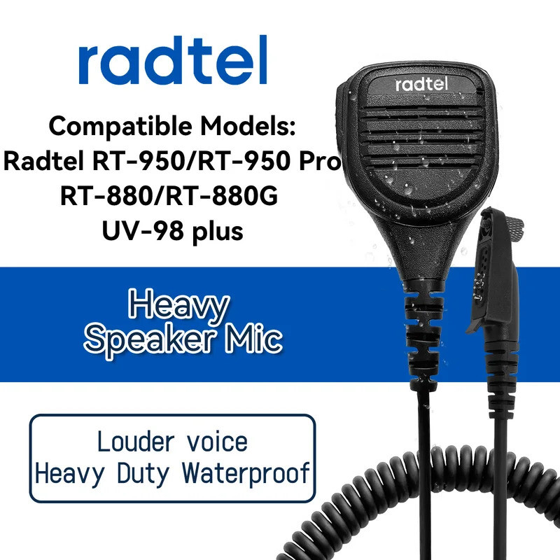Radtel Heavy Duty กันน้ํา Walkie Talkie ลําโพงไมโครโฟนสําหรับ Radtel RT-880 RT-880G RT-6D RT-950 RT-