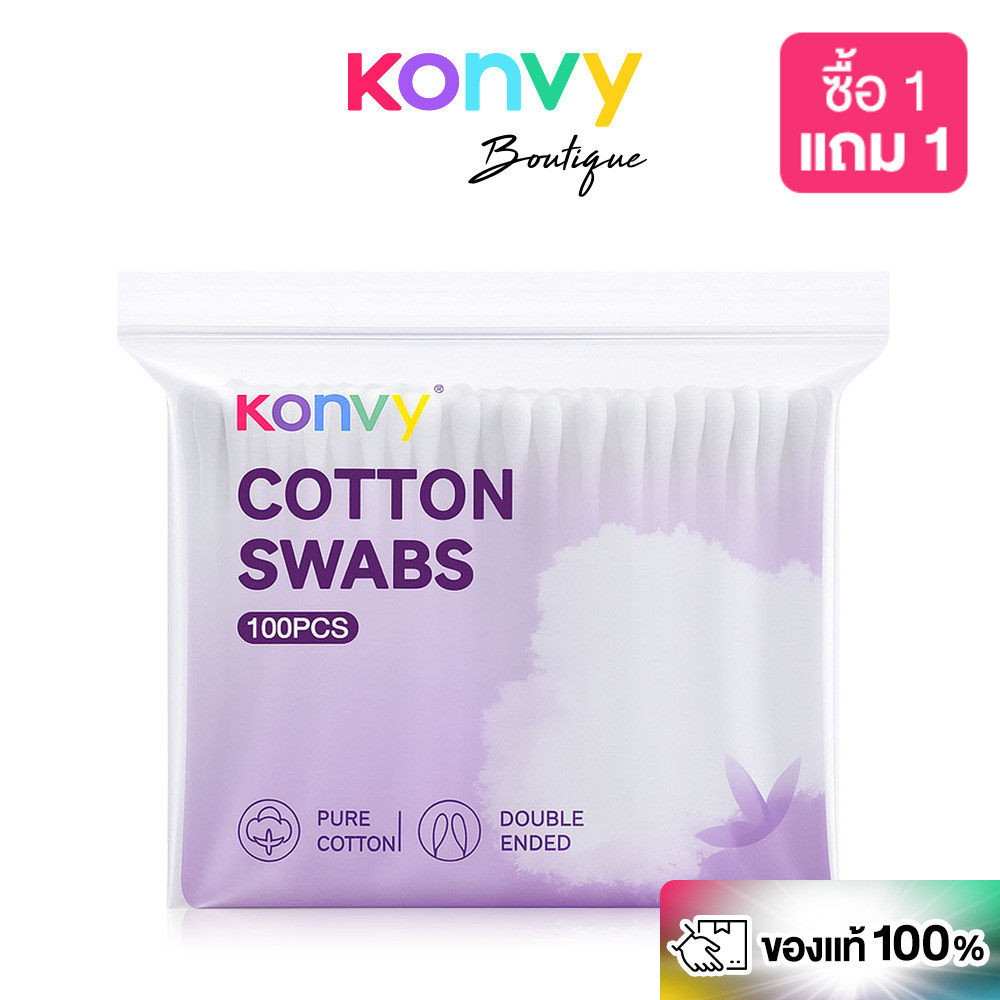 Konvy Cotton Swabs Bag Packaging 100pcs คอนวี่ สำลีแบบก้าน 2 หัว.