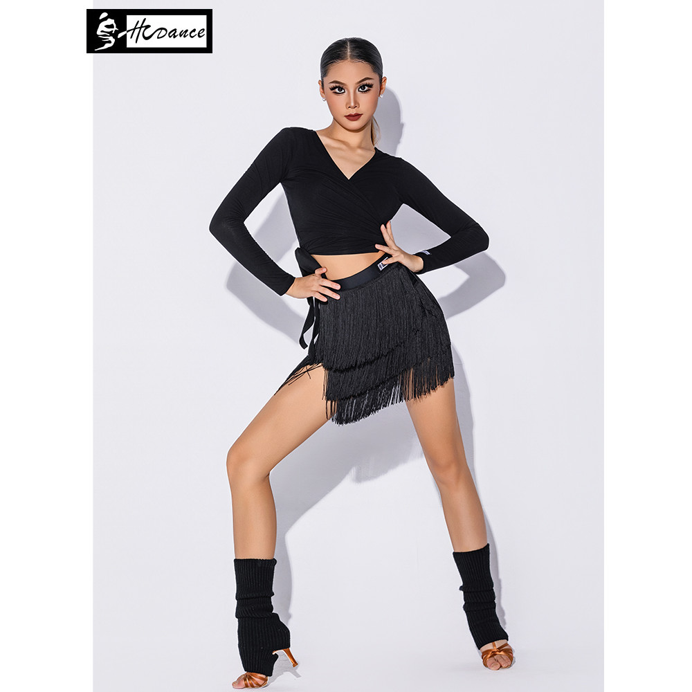 Dynasty Dance ชุดเต้นรําละตินสามารถสวมใส่เสื้อบวกและลบกระโปรงเต้นรําละตินกระโปรงสั้น 7A1329+A2377