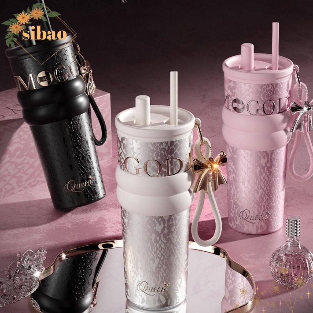 SIBOW ถ้วยสูญญากาศ เคลือบเซรามิก เก็บความร้อนและความเย็น SUS316 สแตนเลส 710ML พร้อมเชือกยก แบบพกพา
