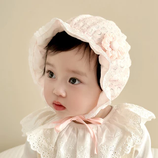 หมวกเด็กแรกเกิด ประดับลูกไม้ เหมาะสำหรับเด็กอายุ 0-12 เดือน ผลิตจากผ้าฝ้ายรอบศีรษะ 42-46CM ระบายอากาศได้ดีและสวมใส่สบาย