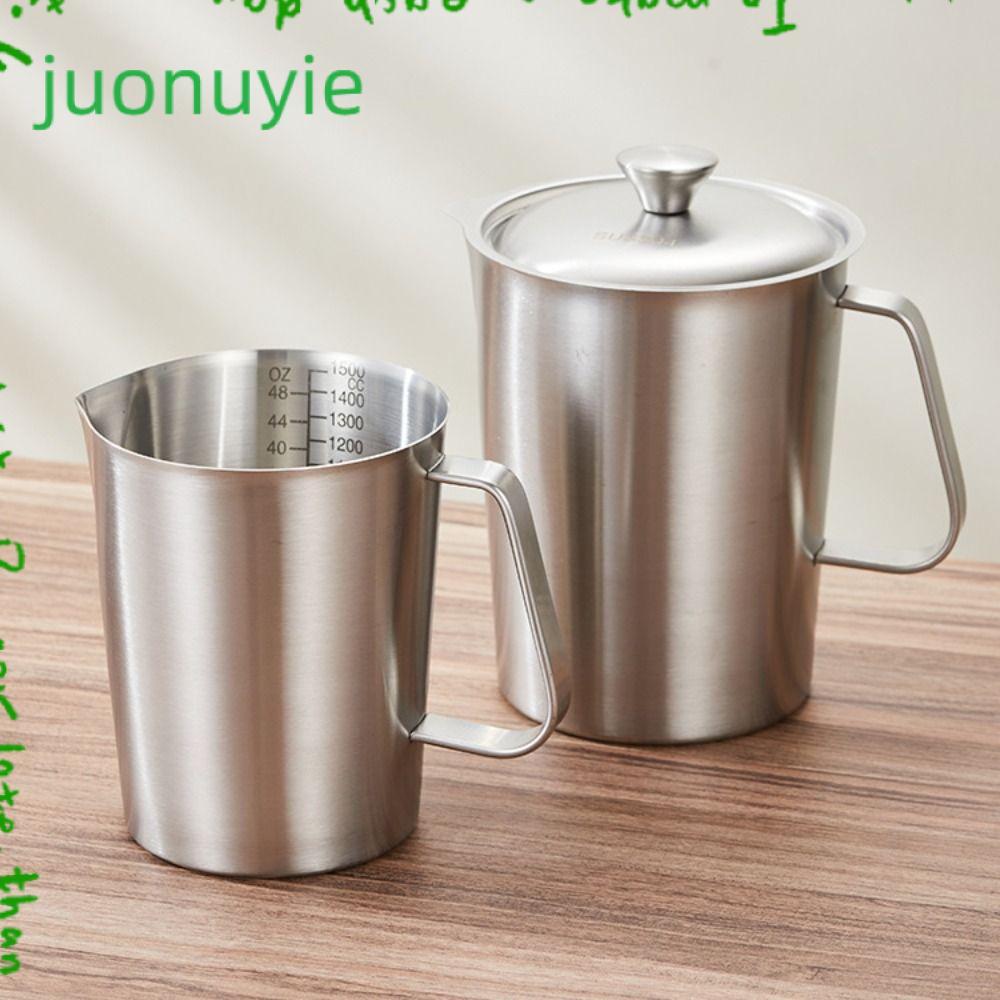 JUONUYIE ถ้วยตวง, 304 สแตนเลสหนาห้องปฏิบัติการบีกเกอร์,พร้อมฝาปิดขนาดด้านในออกแบบความจุขนาดใหญ่ Liqu