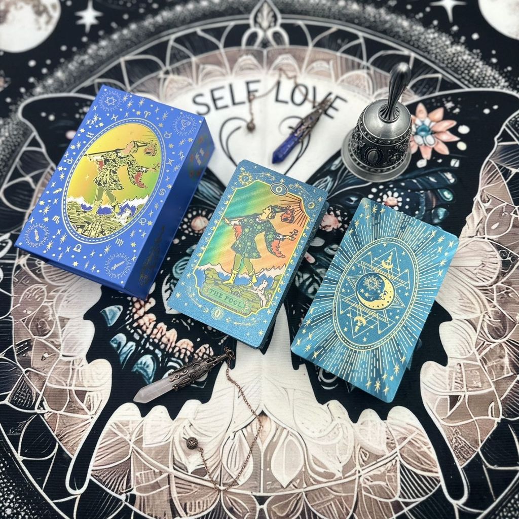 ไพ่ทาโรต์ PVC ฟอยล์สีทอง ขนาด 12x7 ซม. จำนวน 78 ใบ | แข็งแรงทนทาน กันน้ำสมบูรณ์ สำหรับเล่นเกมทาโรต์