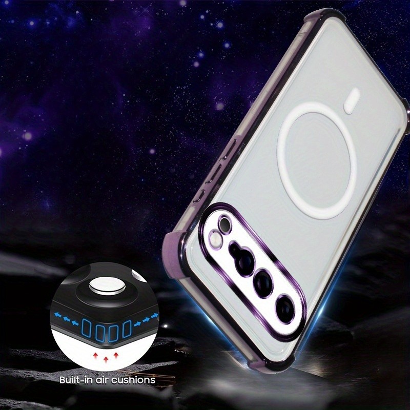 สี่มุม Anti-shock ไร้สายชาร์จสําหรับ Google Pixel 9A Pixel 9 Pro Pixel9ProXL ชุบเลนส์ป้องกันฟิล์มกัน