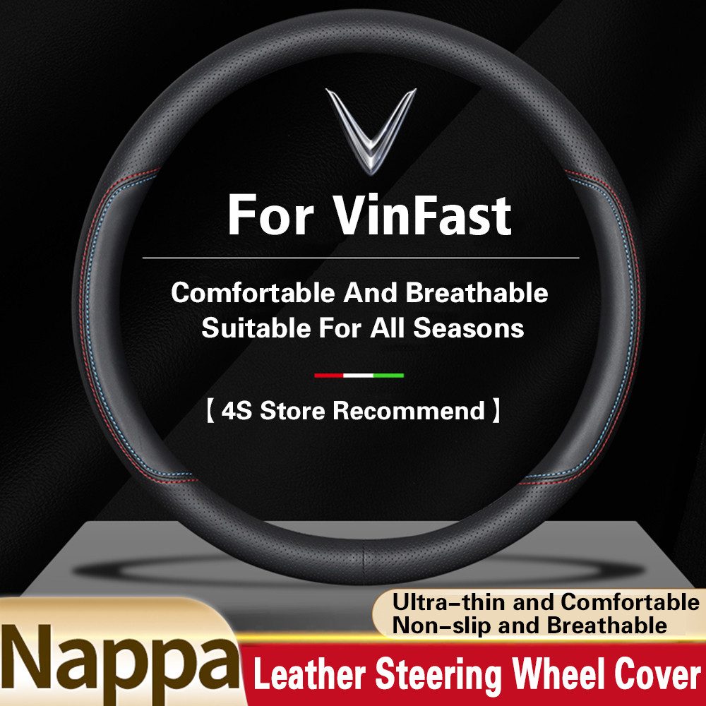 Nappa พรีเมี่ยมหนังพวงมาลัยรถสําหรับ VINFAST VF 3 VF 5 VF 6 VF 7 VF 8 VF 9 VF e34 ลื่น Breathable Un