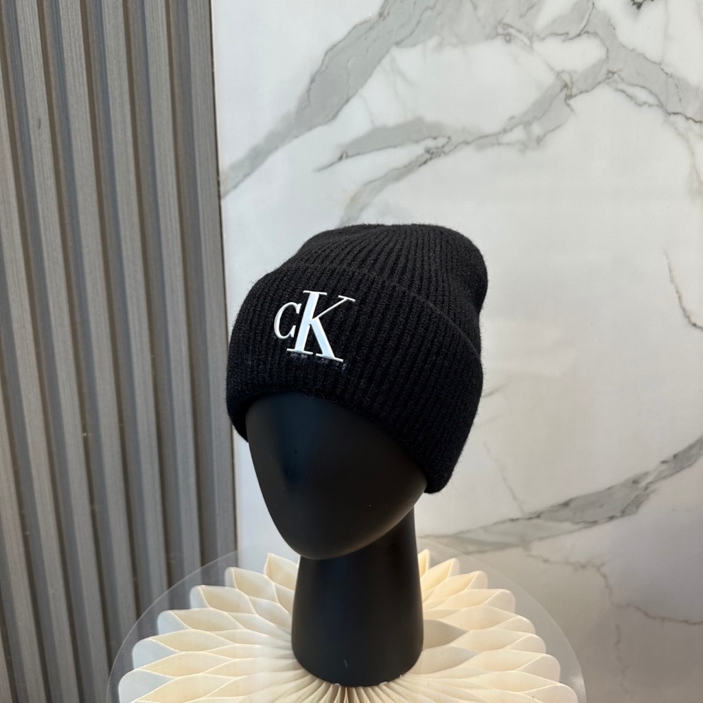 Classic All-Match CK หมวกถัก Unisex หมวกทําด้วยผ้าขนสัตว์คุณภาพสูง Soft CP