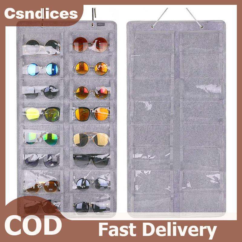 ขาตั้งแว่นตา 16 ช่องด้วยวัสดุฟลีท สำหรับจัดเก็บแว่นตากันแดดและเครื่องประดับบนผนัง