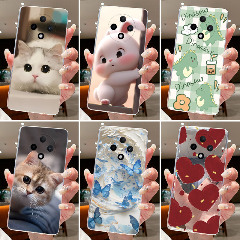 Jelly สําหรับ OPPO F27 Pro Pro + ซิลิโคนใส Soft TPU ฝาหลังสําหรับ OPPO F27 Pro Plus กระต่ายน่ารักแมว