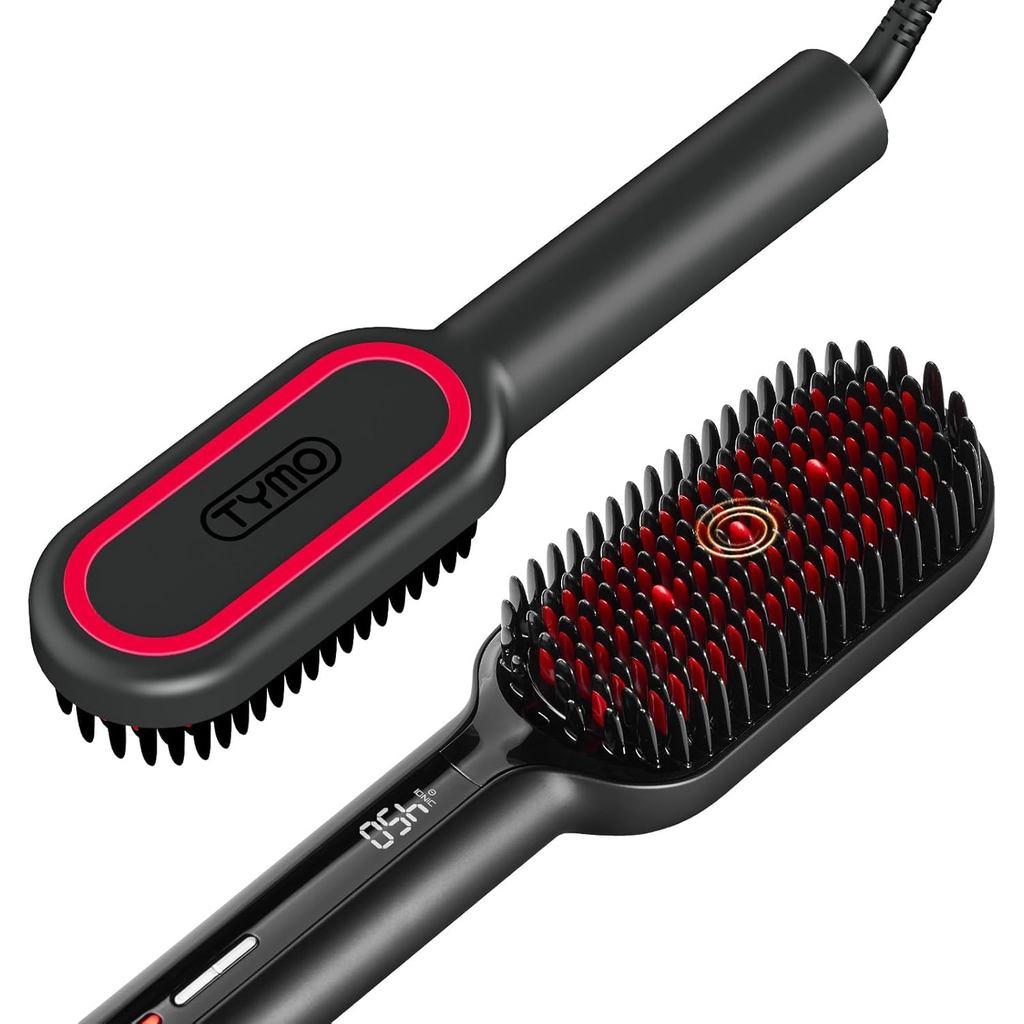 TYMO Hair Straightener Brush - แปรงยืด Ionic Plus ที่ได้รับการอัพเกรดพร้อมขนแปรงหนาแน่น 16 อุณหภูมิ 