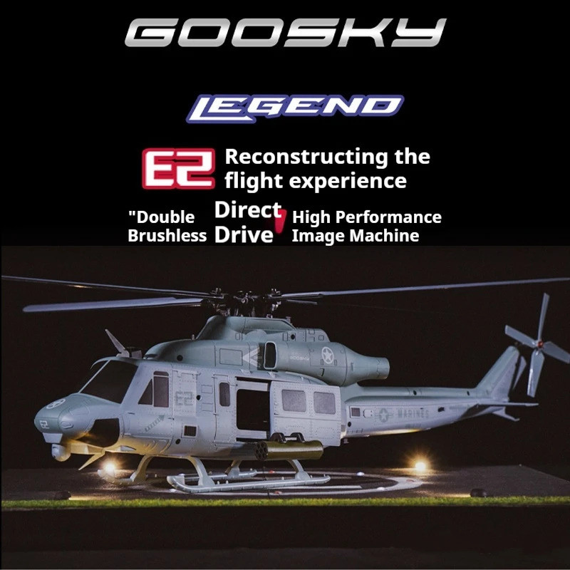 ใหม่ Uh-1y Venom Rc เครื่องจริง Goosky E2 Dual Brushless 3d เทคนิคพิเศษ Huey รีโมทคอนโทรลเฮลิคอปเตอร