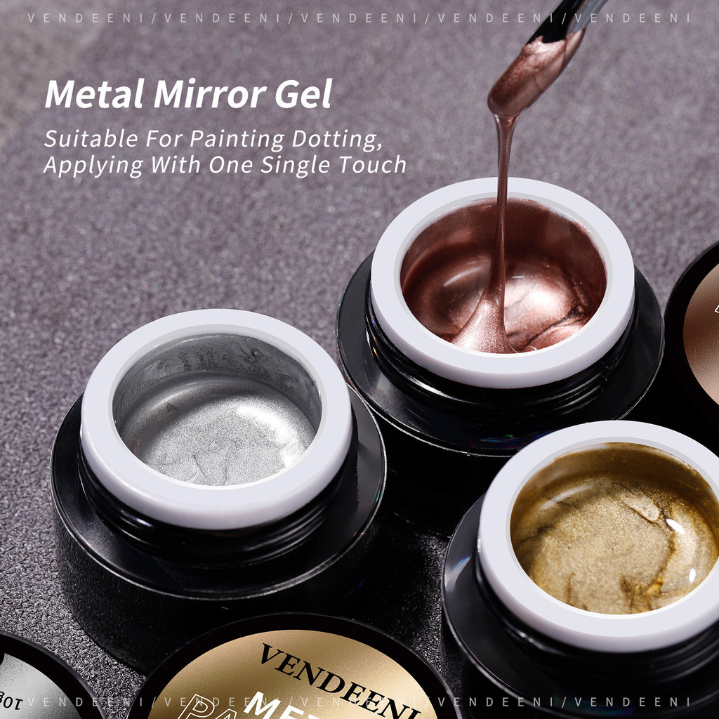 Vendeeni สีเพ้นท์เจลเมทัลลิค Metal Painting Gel สีเงิน–ทอง–โรสโกลด์ 1 กระปุก - NT nail - รูปที่ 3