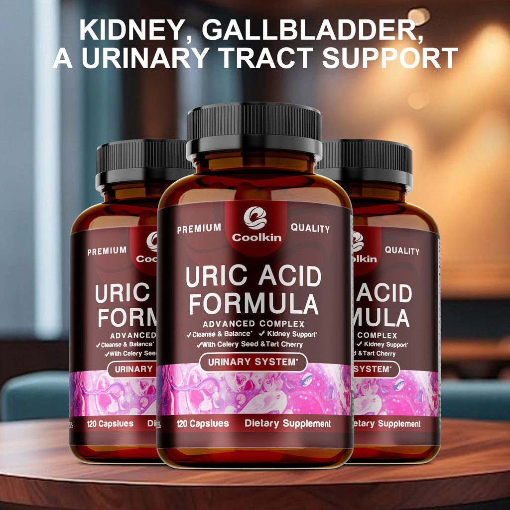 ผลิตภัณฑ์เสริมอาหาร Coolkin Advanced Complex Uric Acid พร้อมเมล็ดคื่นฉ่าย ทาร์ตเชอร์รี่ และสารสกัดจากแครนเบอร์รี่ – 30/60/120 แคปซูล ผลิตในประเทศสหรัฐอเมริกา ปราศจากกลูเตน