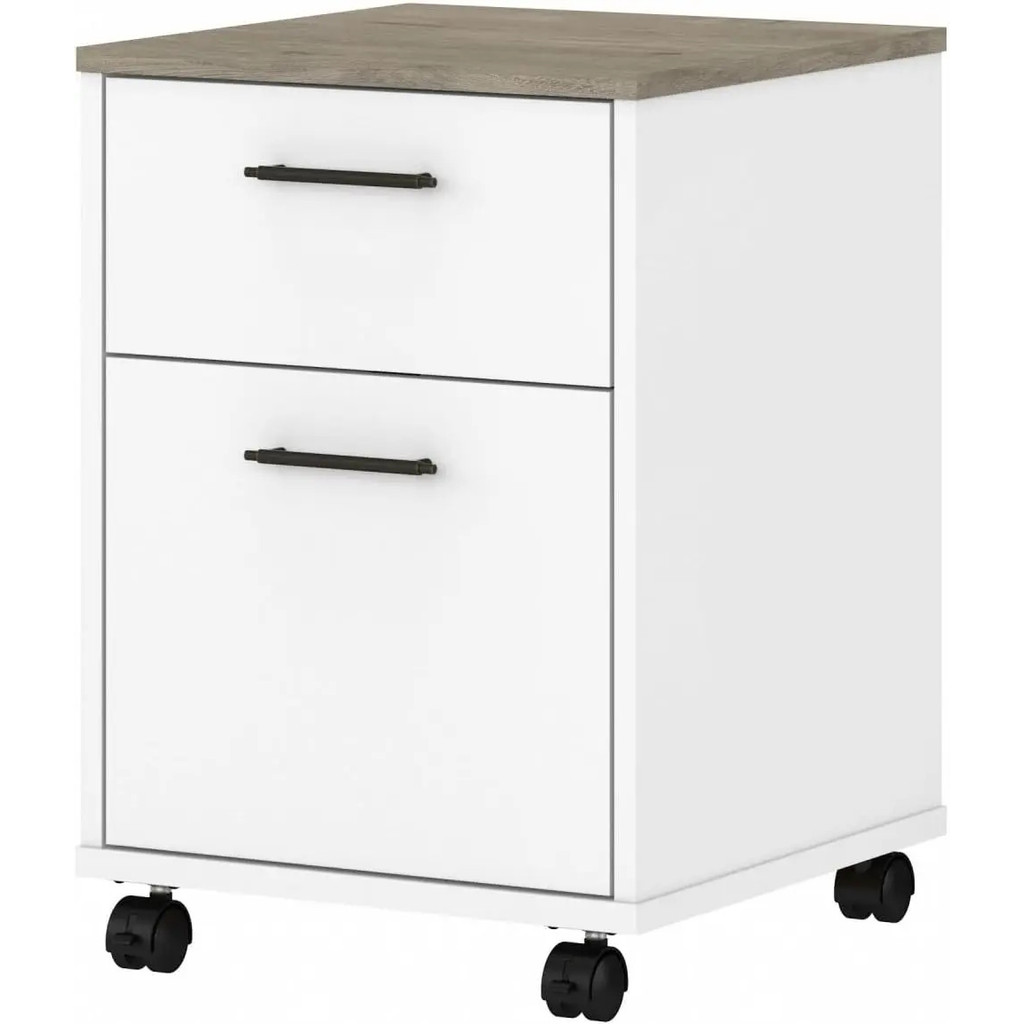 Bush Kwf116g2w-03 2-draveler Mobile File Cabinet Ltr/l Shiplap Grey/pure White 1541-inch