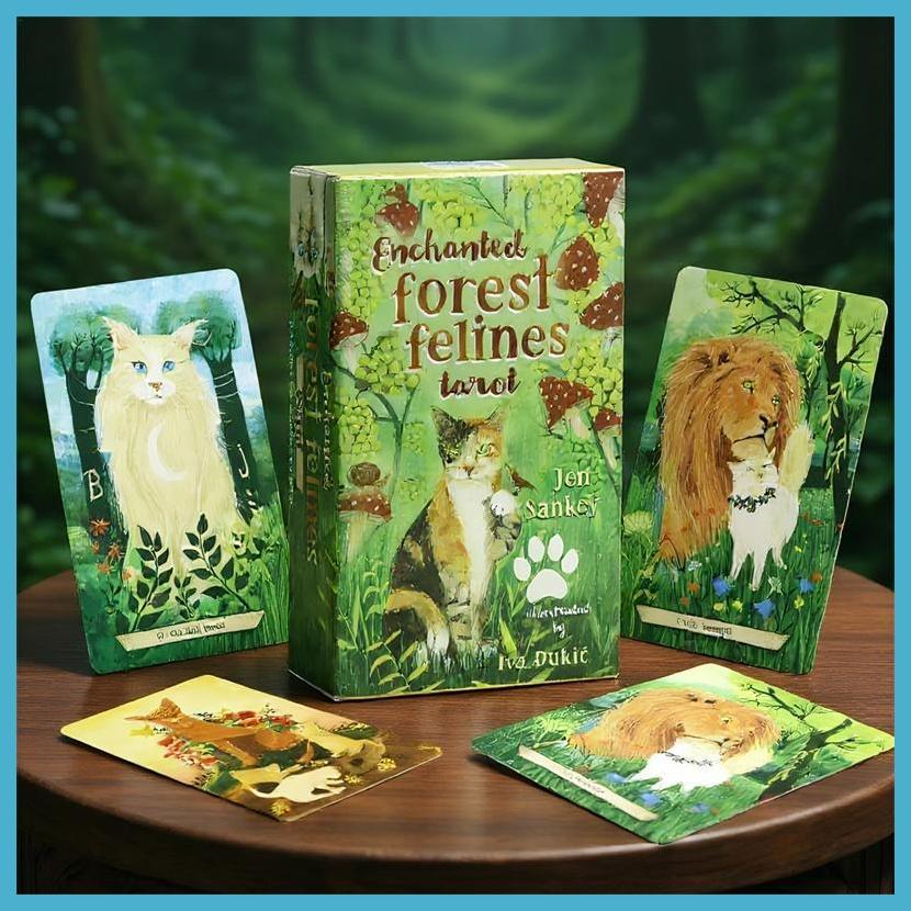 สําหรับ Enchanted Forest Felines Tarot เริ่มต้น Tarot Deck Divination การ์ดเกมสําหรับครอบครัว Family