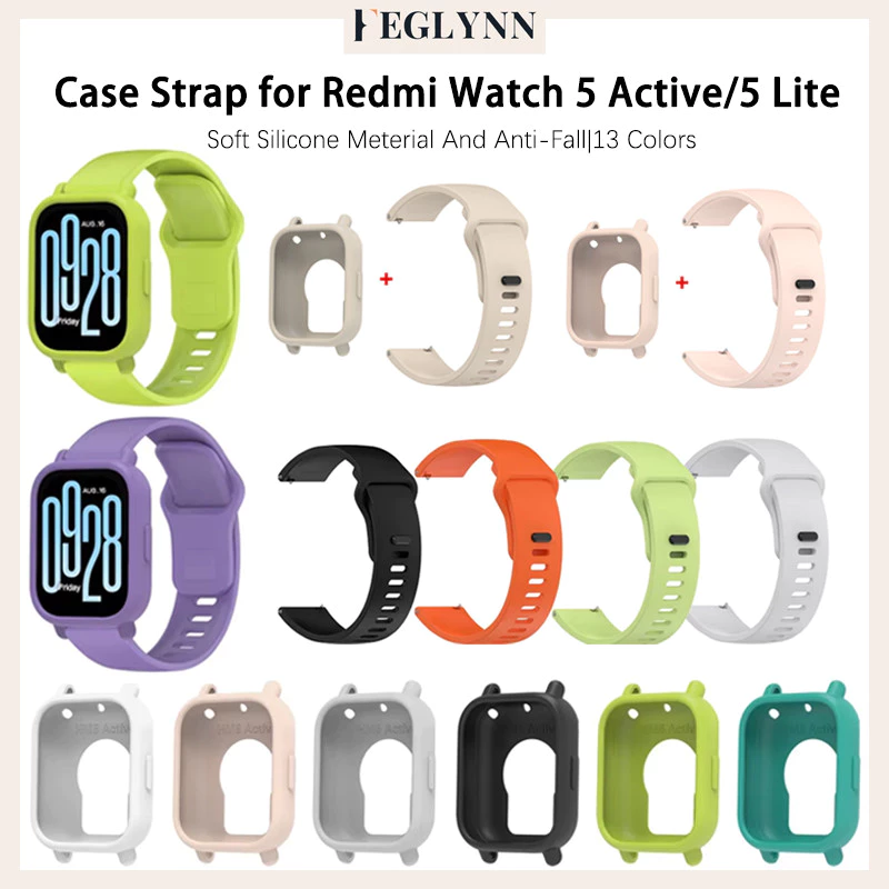 สายรัดกรณีซิลิโคน for Xiaomi Redmi Watch 5 Active แถนยางกีฬาอ่อนต่อต้านการตก for Smartwatch Redmi Watch 5 Lite
