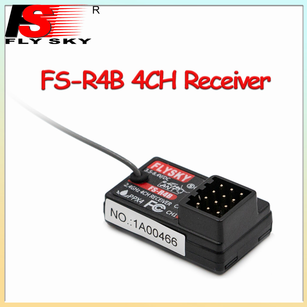 FLYSKY FS-R4B 4 ช่อง 4CH 2.4G Mini PWM Receiver 3.5-8.4V ANT เสาอากาศเดี่ยวสําหรับ RC รถเรือเครื่องส