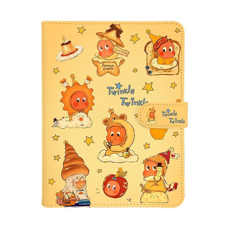 น่ารัก Star Person A5 Magnetic Loose-Leaf Notebook with Magnetic Buckle Loose-Leaf Notebook Refill N