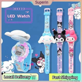 SuperIn นาฬิกาการ์ตูน Cinnamoroll มีเสียงเพลงและไฟสว่าง เหมาะสำหรับเด็กนักเรียน