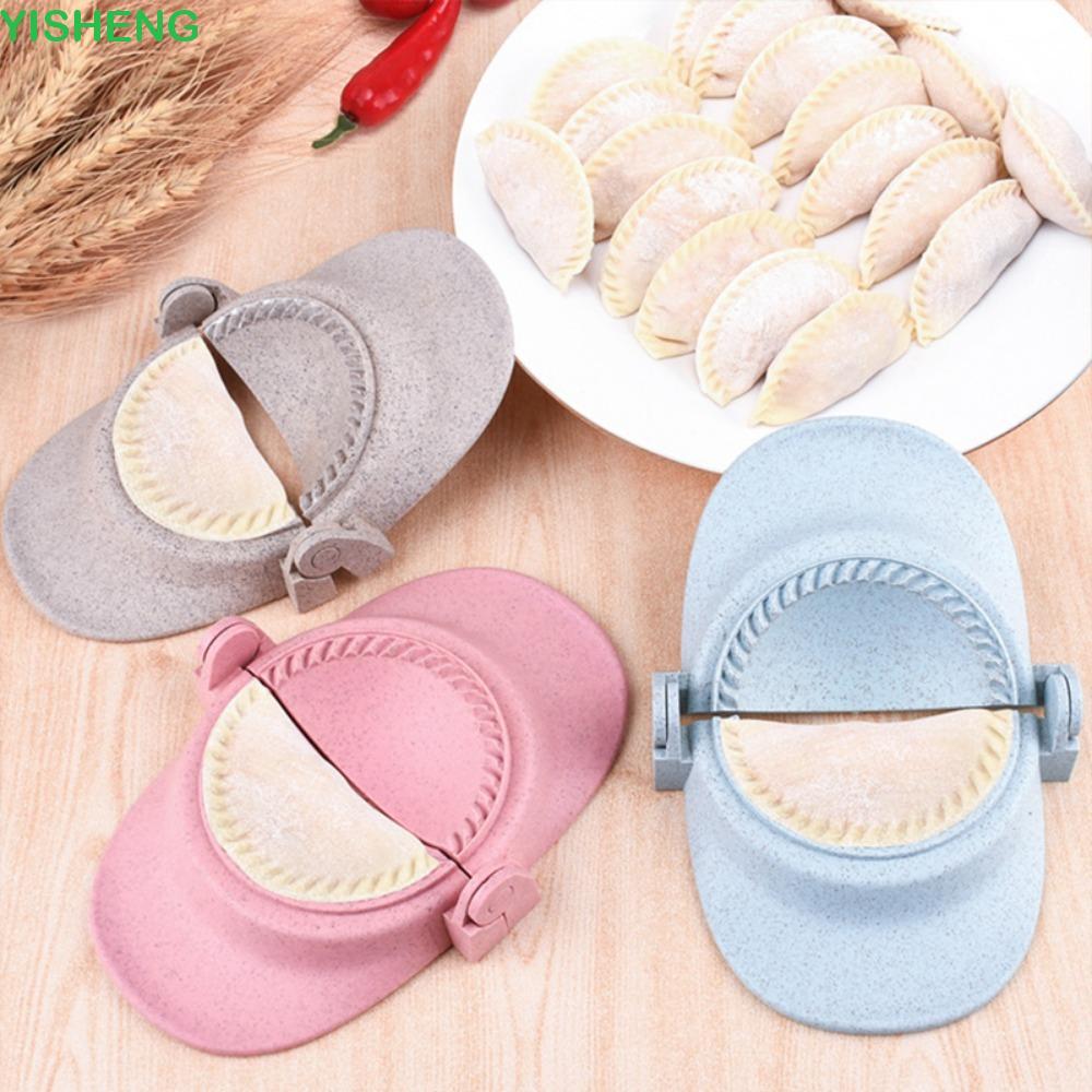 YISHENG เครื่องทําพายขนมฟางข้าวสาลีอุปกรณ์ครัวแบบพกพาคู่มือประหยัดแรงงานเกี๊ยวพับได้ Mould