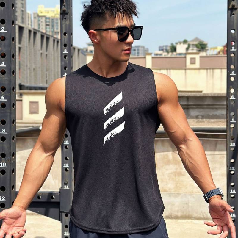 Men's Waistcoat Sports Loose-Fitting Sleeveless Shirt Quick-Drying Crew Neck Basketball Workout Top CsbT