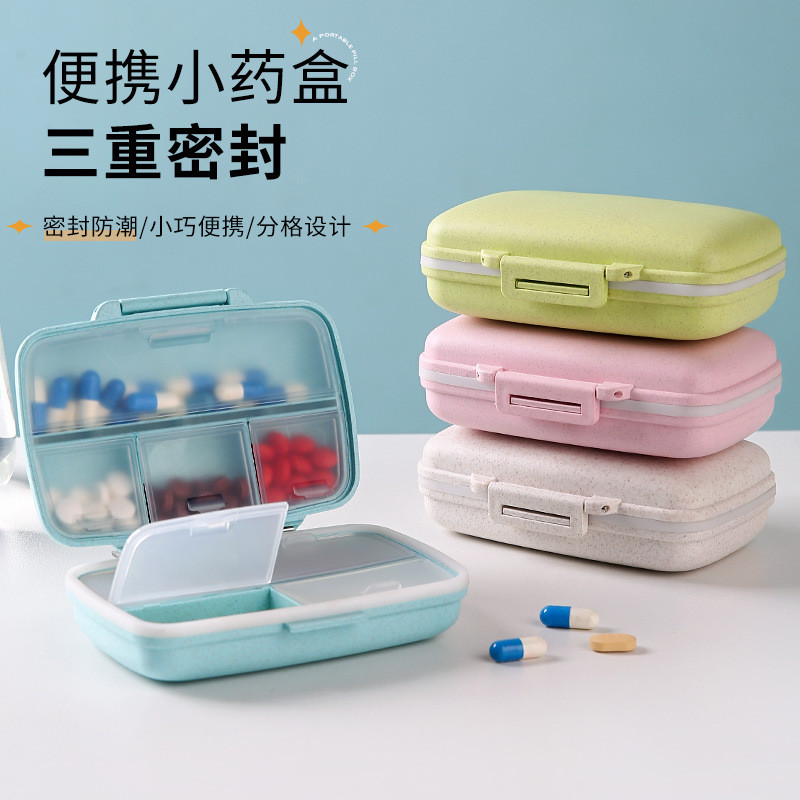 กล่องยา 8 ช่อง Seven Days a Week Travel Sealed Moisture-Proof กล่องยาขนาดเล็ก Sub-Packing Medic