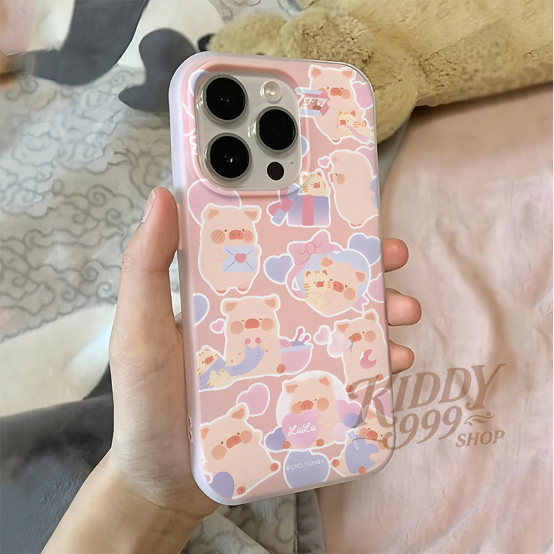 🌟KIDDY🌟เคสโทรศัพท์ ดูดีเรียบง่ายลายน่ารัก  เหมาะสำหรับเคสไอโฟน iphone 11 17 16 Pro Max XR 12 13 14 15 สีชมพูสวยงาม#080