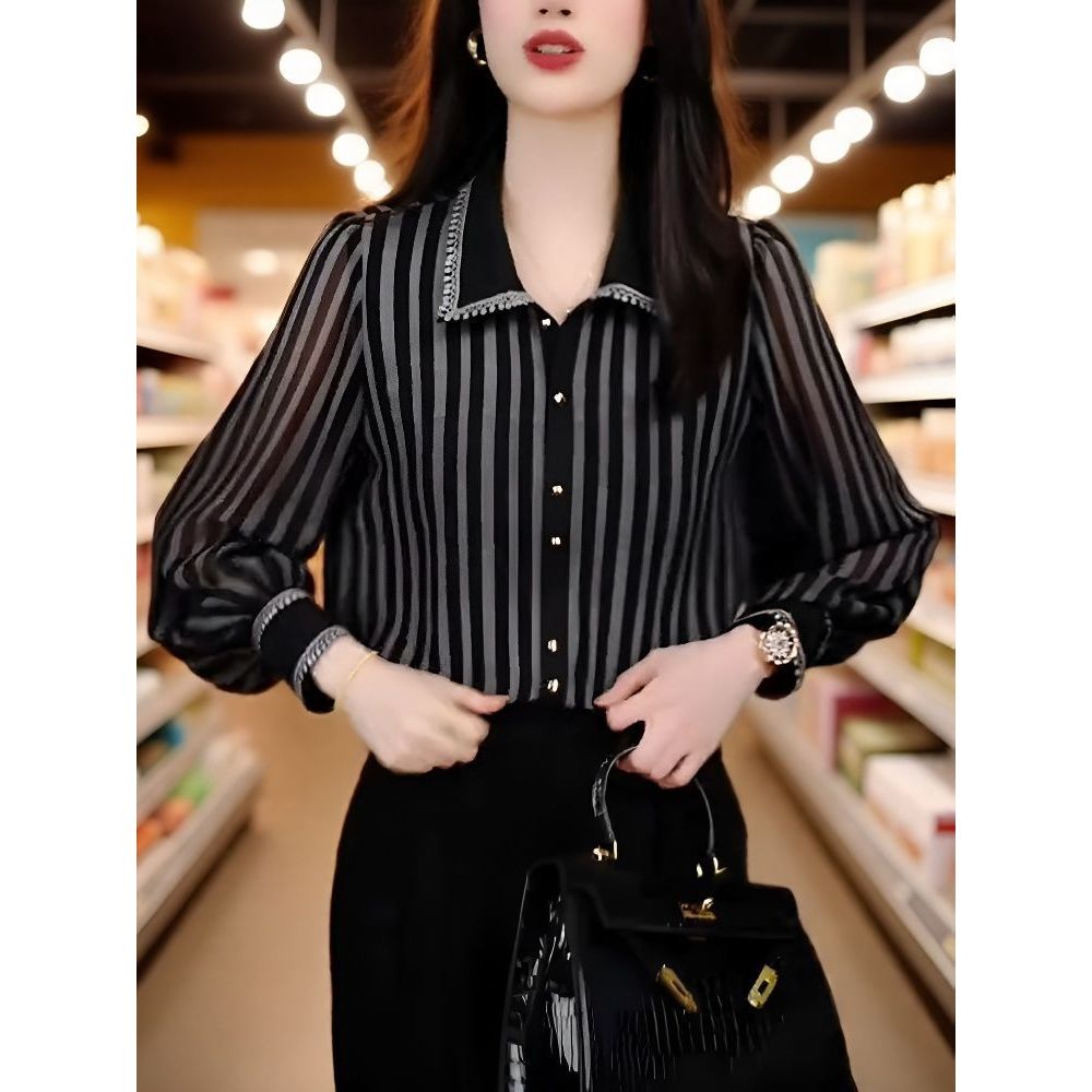 เสื้อชีฟองสไตล์ประณีตสีเขียว สำหรับฤดูร้อน
