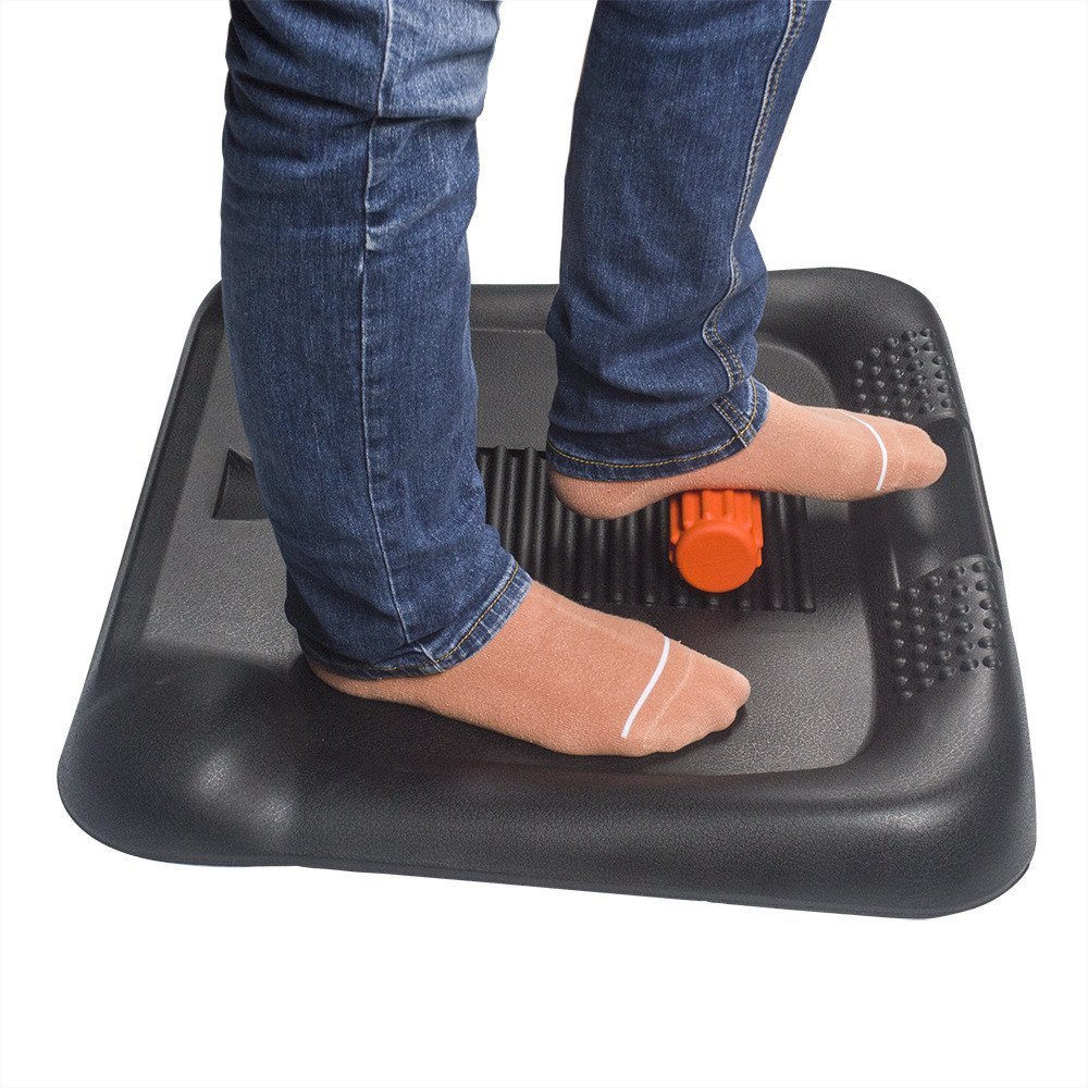 เสื่อโฟมผู้ผลิตการบีบอัด Ergonomic Office Roller Anti-fatigue Mat เสื่อนวด PU Anti-slip ยืน 2W7T