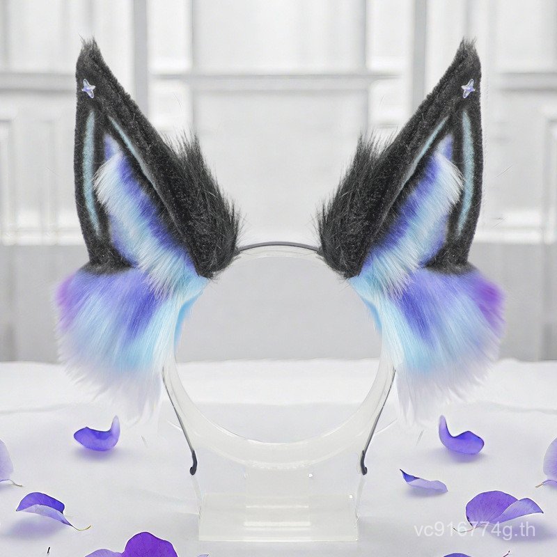 การ์ตูนนิทรรศการ Props Cross-Border จําลอง Headwear คอสเพลย์ Plush แถบคาดศีรษะ Gradient Aurora หมาป่