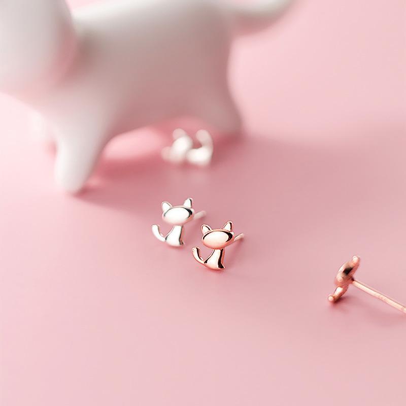 Sweet Kitty Earrings ต่างหูเงินแท้ S925 [MERCELO]