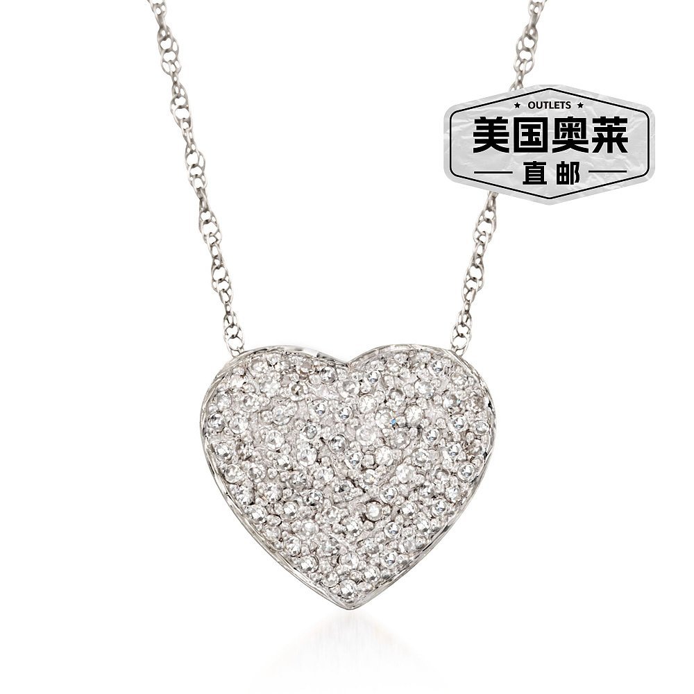 สร้อยคอมุกหัวใจตัดเพชร Ross-Simons ในวัสดุ 14KT Gold สีขาว