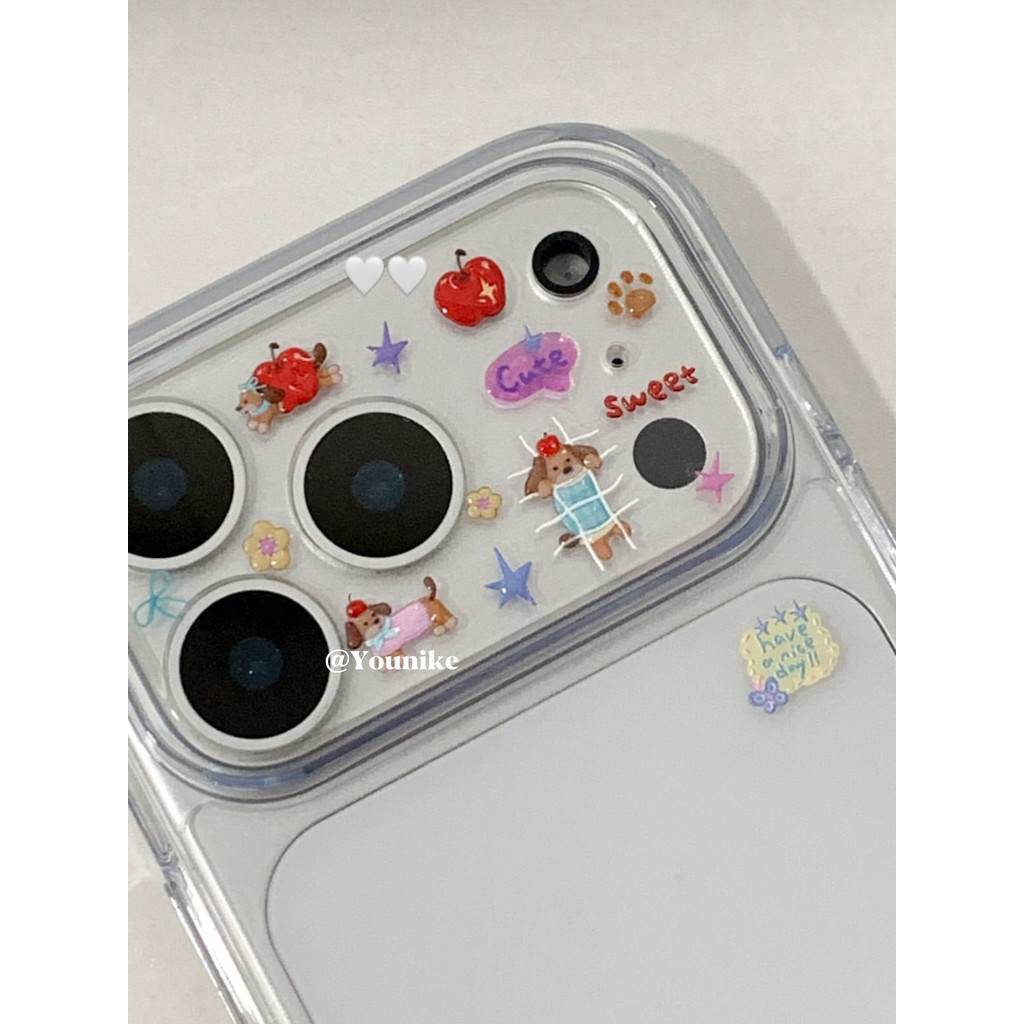 สไตล์เกาหลี ins น่ารัก Niche สุนัขภาพประกอบสติกเกอร์ HD เลนส์ฟิล์ม Anti-Scratch เหมาะสําหรับ iphone17/17pro/16pro ฟิล์มเลนส์ฟิล์ม 17promax ฟิล์มป้องกัน - รูปที่ 6