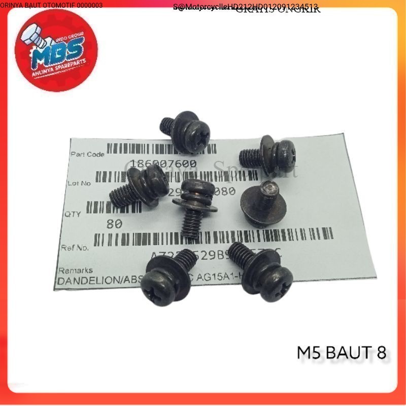 BOLT M5X10MM SHORT 8 DOUBLE RING BOLT ORIGINAL CARBULATOR BOLT TOP CARBURETOR BOLT NAIL COVER ยานยนต