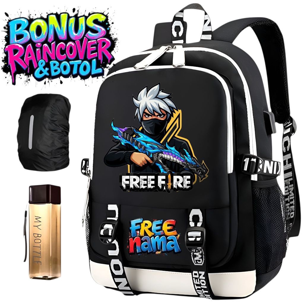 NDS - กระเป๋าเป้โรงเรียนเด็กประถมและมัธยมต้น Free Fire Motif Boys Bags FF02
