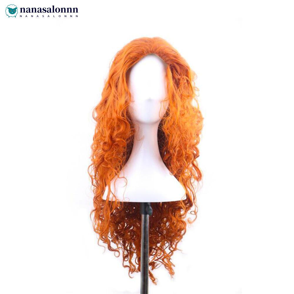 NANASALONNN Party วิกผมสีส้มผมปลอมคอสเพลย์วิกผมอะนิเมะยาวตรงวิกผมหญิงเส้นใยอุณหภูมิสูง M4Y1